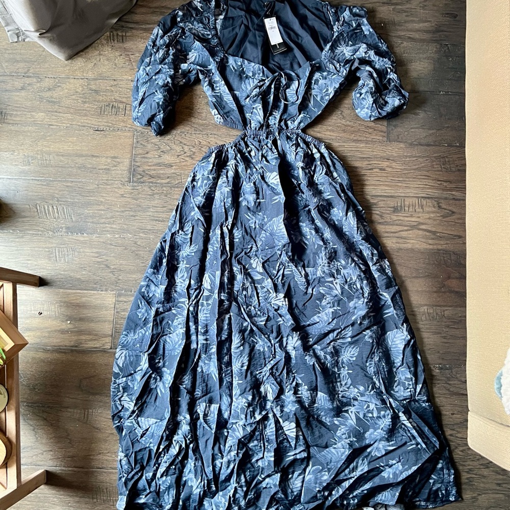 Banana Republic Blue Floral cutout Maxi Dress XS NWT